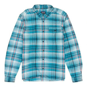Patagonia Fjord Flannel Button Down Shirt Men Small Blue Tubu Plaid Long Sleeve